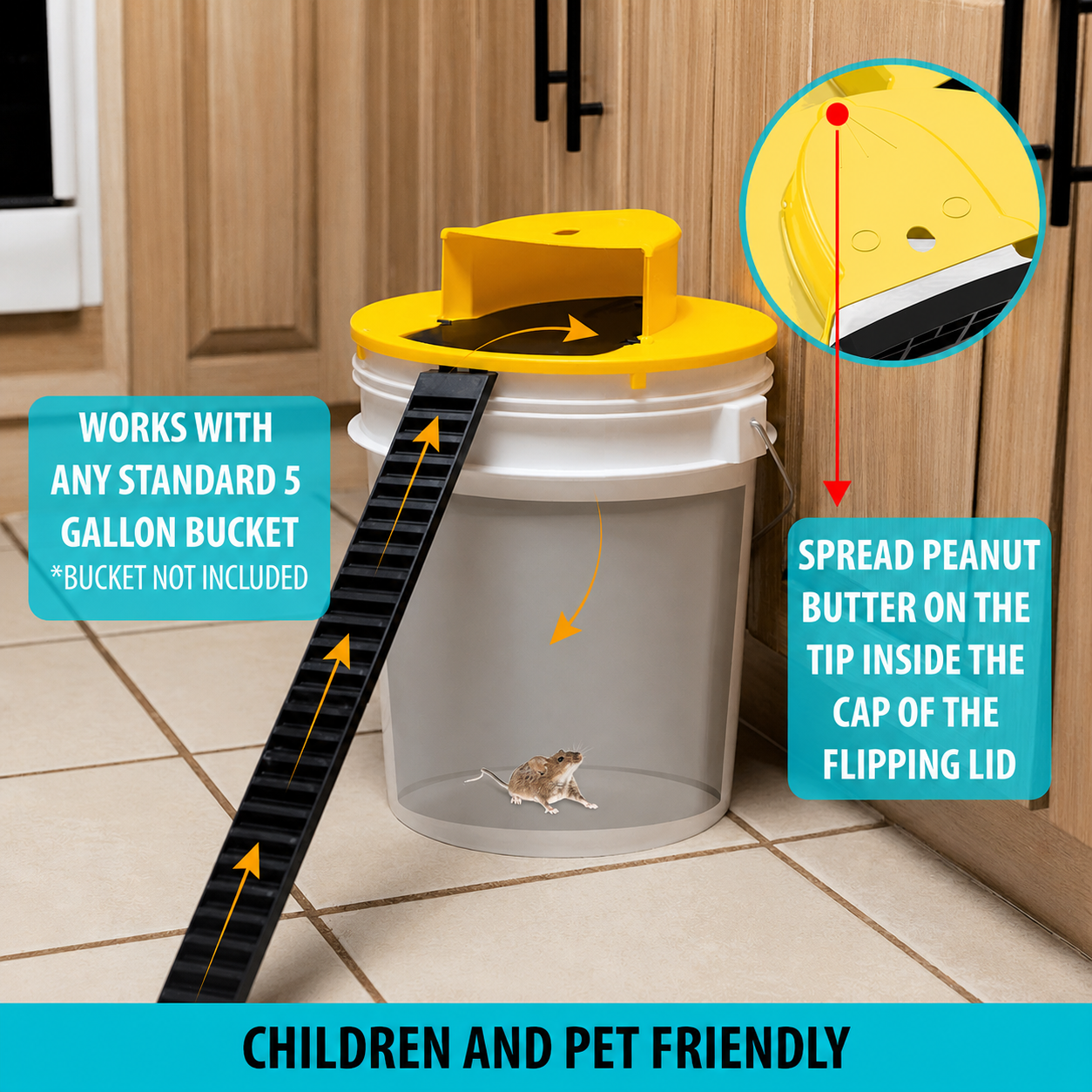 Reusable Mouse Trap Bucket Lid