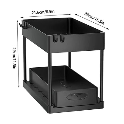 Under Sink Double Sliding Organizer - Sprinting Home