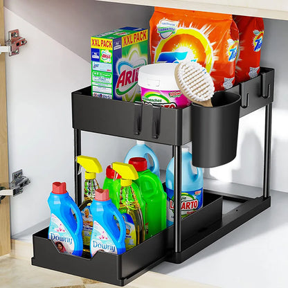 Under Sink Double Sliding Organizer - Sprinting Home