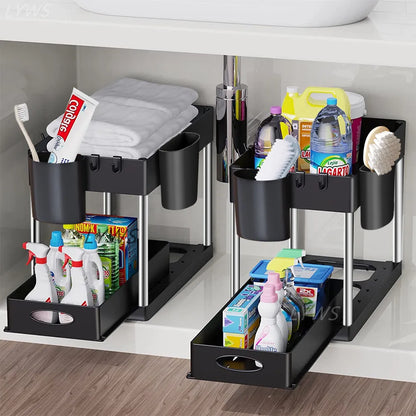 Under Sink Double Sliding Organizer - Sprinting Home